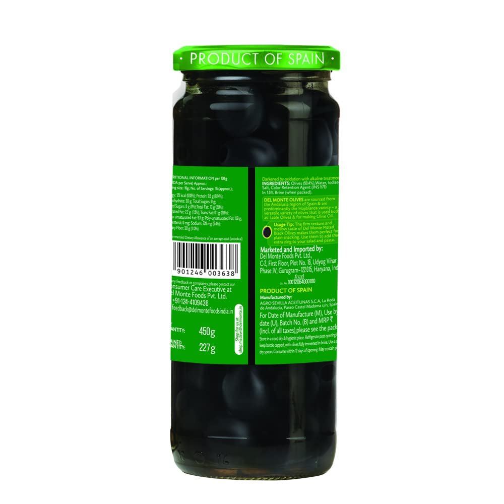 Del Monte Olive Black Pitted 450gm